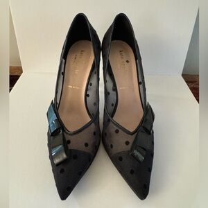 Kate Spade Black Mesh Polka Dot Heels